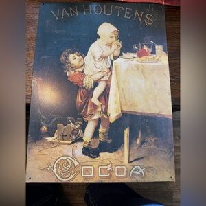 Vintage Cocoa Advertisement Metal Sign - Van Houten’s Cocoa